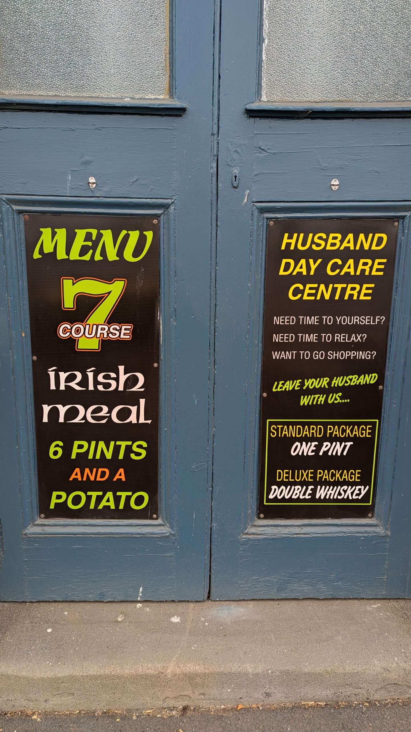 7-Course Irish Meal: 6 Pints of Guinness and a Potato.