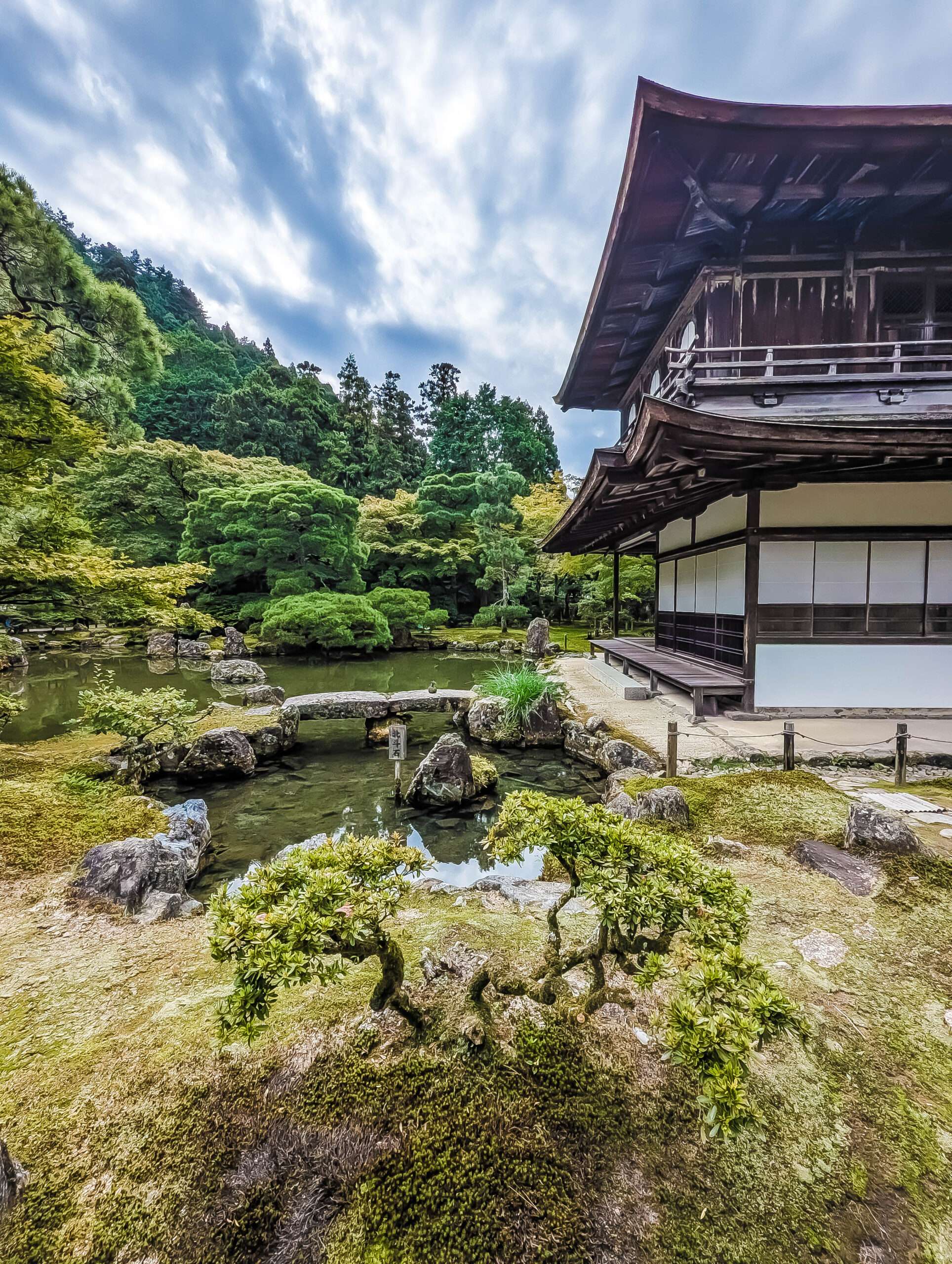 Ginkaku-ji, a 15th-century Zen temple featuring tranquil gardens.
