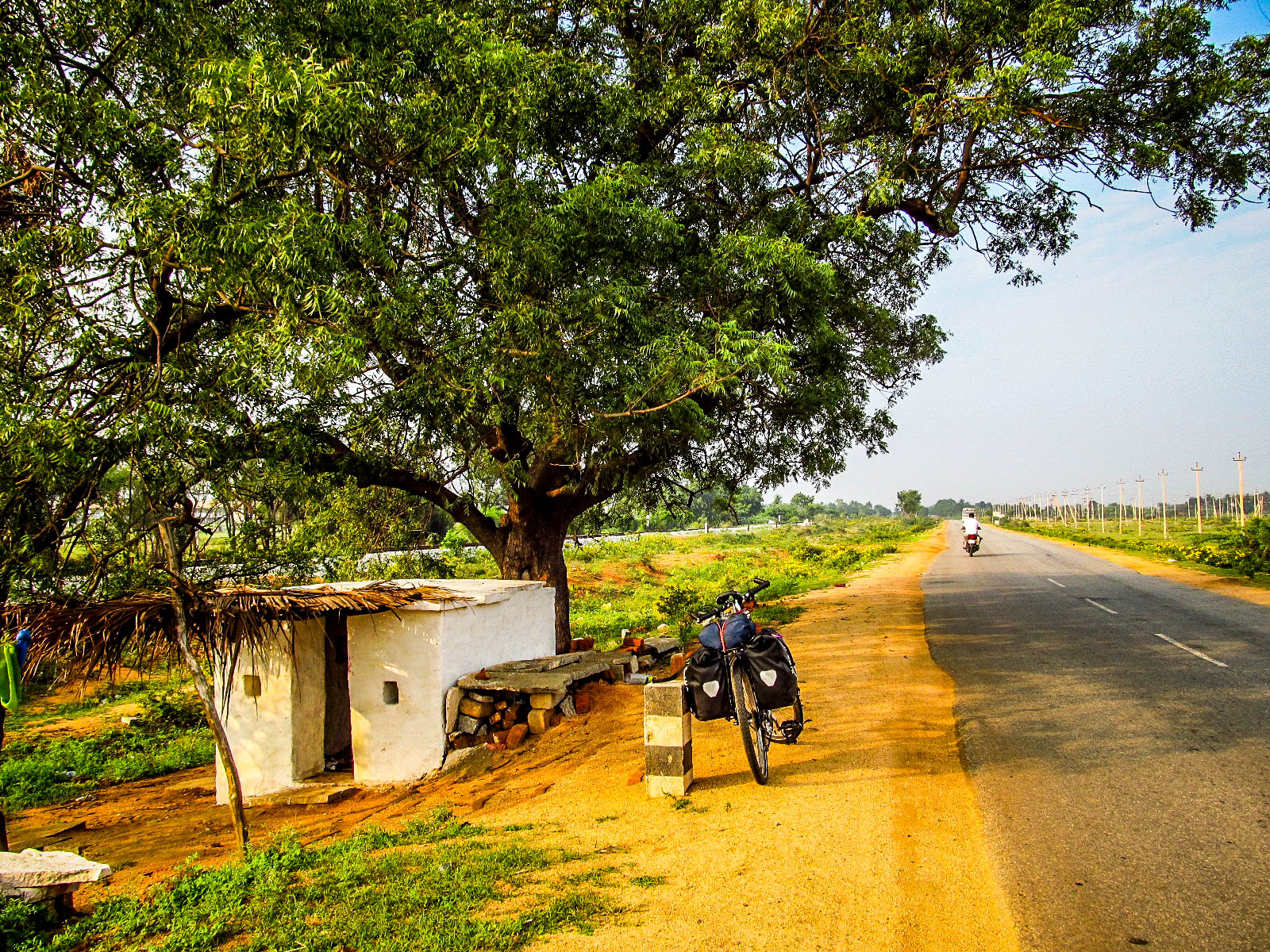 A sun-drenched road in Karnataka