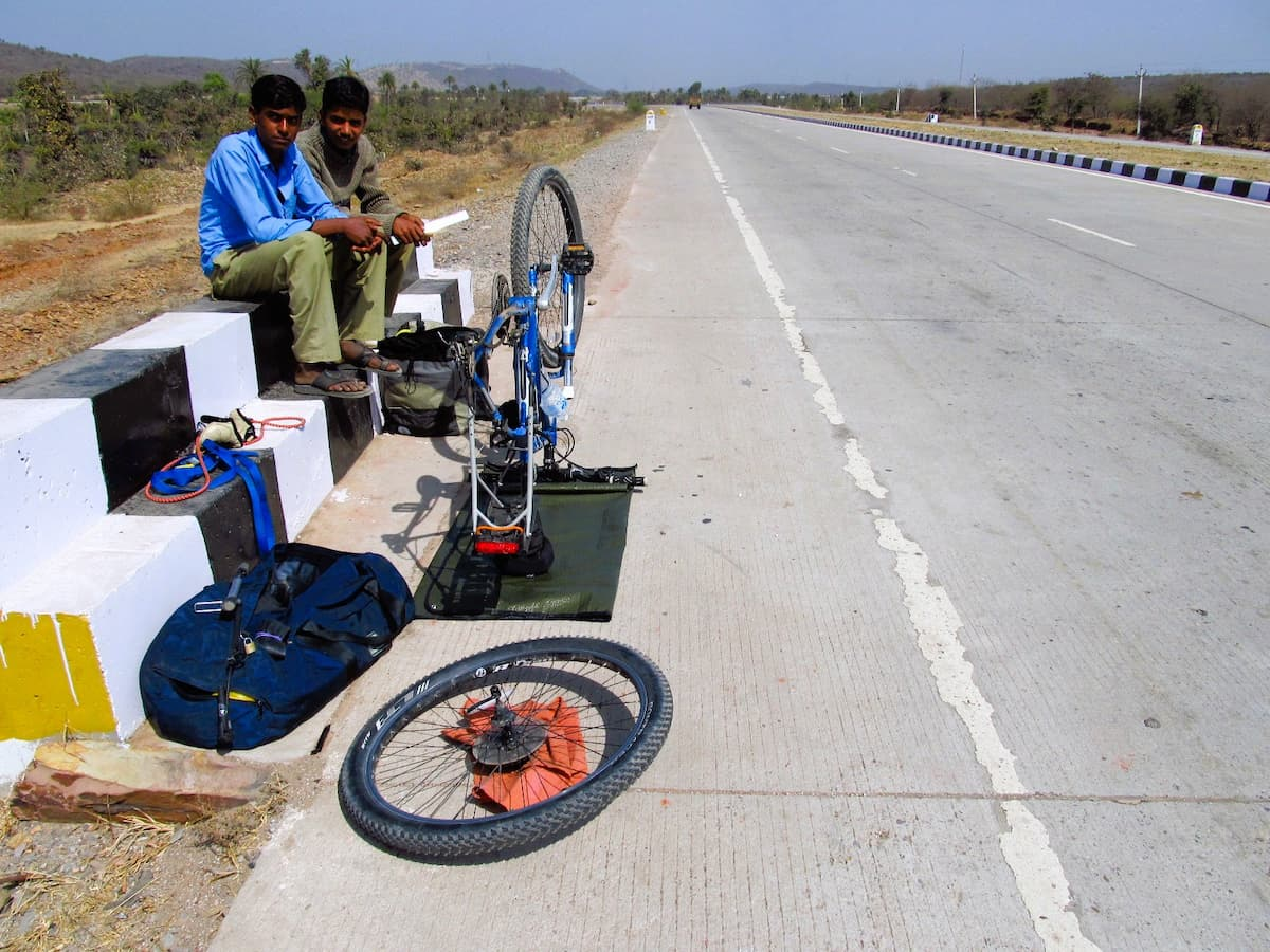 The puncture stopped me. The students stopped because I had stopped.